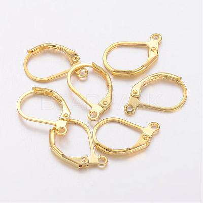 Brass Leverback Earring Findings KK-H670-G-NF-1