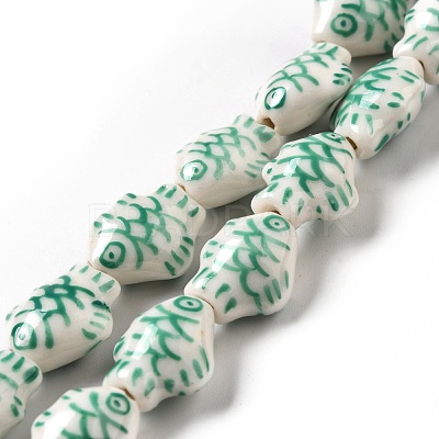Handmade Printed Porcelain Beads PORC-F005-03F-1