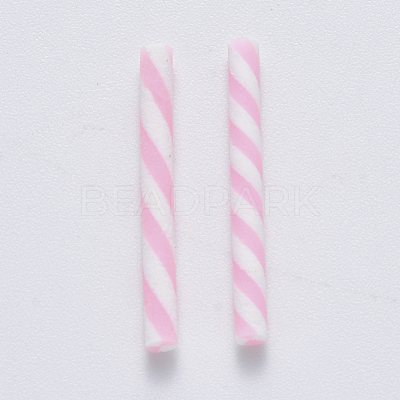 Christmas Candy Cane Handmade Polymer Clay Beads CLAY-R084-03-1