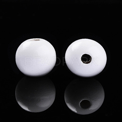 Painted Natural Wood Beads WOOD-A018-16mm-19-1