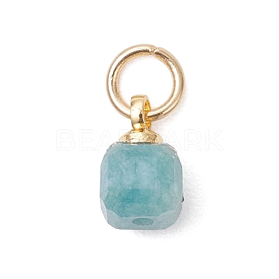 Natural Colorful Tourmaline Table Cut Cube Charms with 304 Stainless Steel Findings X-PALLOY-JF04873-1