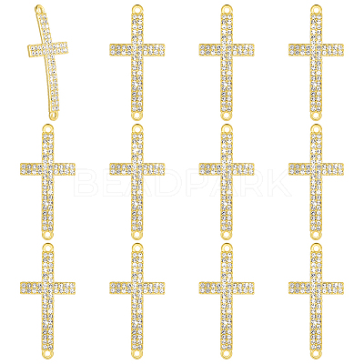12Pcs Religion Alloy Crystal Rhinestone Connector Charms FIND-PH0038-15G-1