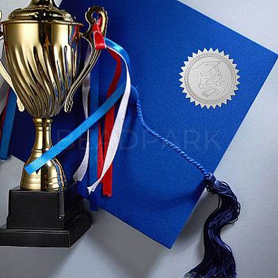 34 Sheets Graduation Theme Silver Foil Embossed PET Picture Sticker DIY-WH0528-002-1