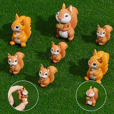 30Pcs 3 Styles PVC Plastic Squirrel Miniature Ornaments DJEW-SP0001-26-1