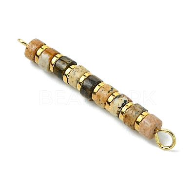 Natural Picture Jasper & Electroplated Synthetic Non-magnetic Hematite Heishi Connector Charms PALLOY-JF03291-08-1