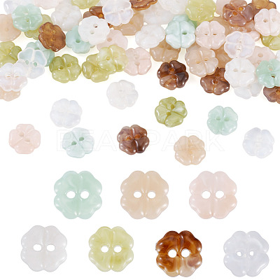 70Pcs 7 Colors Resin Buttons BUTT-TA0001-42-1