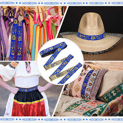 Ethnic Style Polyester Jacquard Ribbon OCOR-WH0078-478A-03-1