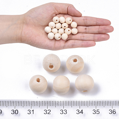 Natural Unfinished Wood Beads WOOD-S651-A12mm-LF-1