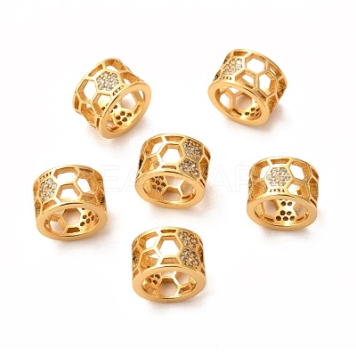 Soccer Seasons Brass Micro Pave Clear Cubic Zirconia European Beads ZIRC-P086-37G-1