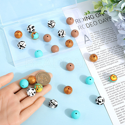 50Pcs 5 Styles Food Grade Eco-Friendly Silicone Beads SIL-SC0002-13-1
