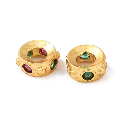Brass Micro Pave Cubic Zirconia European Beads KK-A254-29G-1