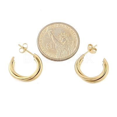 304 Stainless Steel Twist C-Shaped Stud Earrings for Women EJEW-C096-40G-1