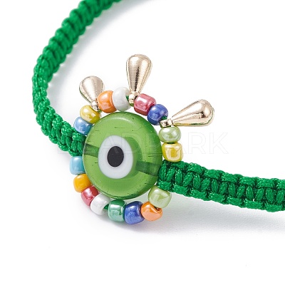 Big Evil Eye Braided Bead Bracelet BJEW-JB07109-1