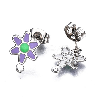 304 Stainless Steel Enamel Stud Earring Findings STAS-T052-43P-04-1