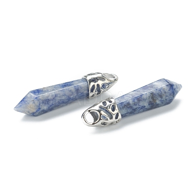 Bullet Natural Blue Spot Jasper Pointed Pendants G-E332-C36-1