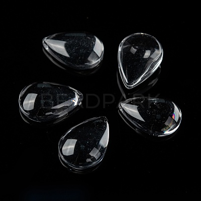 Transparent Teardrop Glass Cabochons GGLA-R024-14x10-1