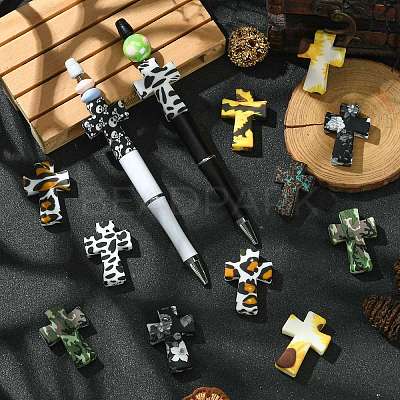16Pcs 8 Styles Cross Silicone Focal Beads SIL-CJ0002-47-1