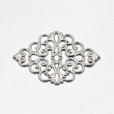 Brass Rhombus Filigree Findings X-KK-L056-02P-1
