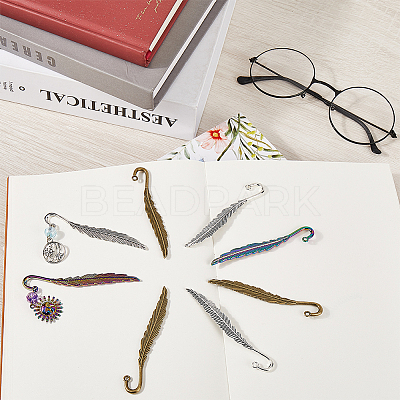 12Pcs 3 Style Alloy Bookmarks Finding with Hole PALLOY-SC0004-29-1