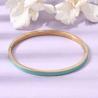 304 Stainless Steel Enamel Hinged Cuff Bangles for Women SA-CBAC920-15G-01B-1