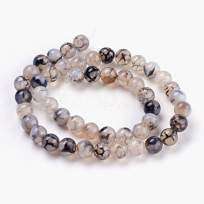 Round Natural Dragon Veins Agate Beads Strands X-G-S124-8mm-1