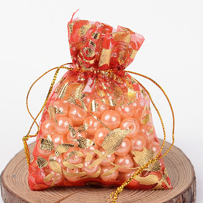 Rose Printed Organza Bags X-OP-R021-7x9-06-1