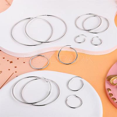 Anti-Tarnish Rhodium Plated 925 Sterling Silver Hoop Earrings Endless Unisex Small Hoop Earrings 40mm Gold Plating Huggie Hoop Earrings for Women Men JE1076A-05-1