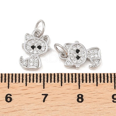Brass Micro Pave Clear Cubic Zirconia Charms ZIRC-C020-38P-1