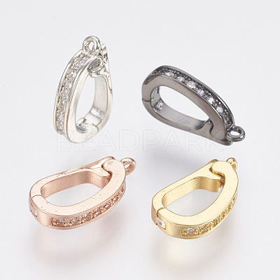 Brass Micro Pave Cubic Zirconia Fold Over Clasps ZIRC-F083-116-RS-1