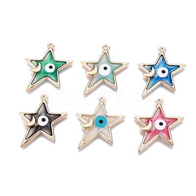 Alloy Enamel Pendants ENAM-F143-04-G-1