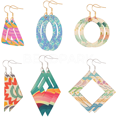 DIY Wooden Dangle Earring Making Kits DIY-SP0005-02-1