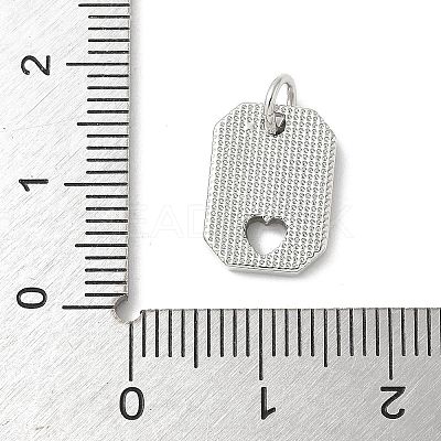 Brass Pave Natural White Shell Hollow Heart Rectangle Charms with Jump Rings KK-S522-16P-1