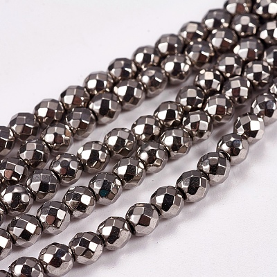 Electroplate Non-magnetic Synthetic Hematite Beads Strands X-G-J169B-4mm-07-1