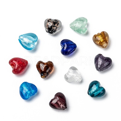 Handmade Silver Foil Glass Beads SLH12MMY-1-1