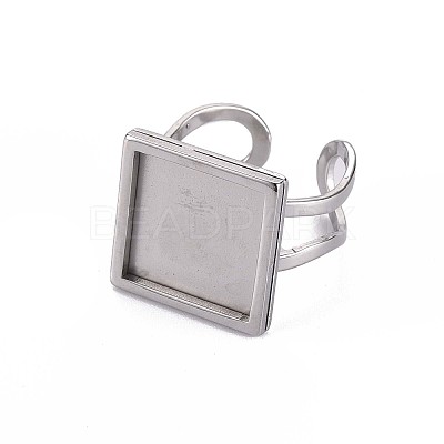 Non-Tarnish 201 Stainless Steel Cuff Pad Ring Settings X-STAS-S080-041C-P-1