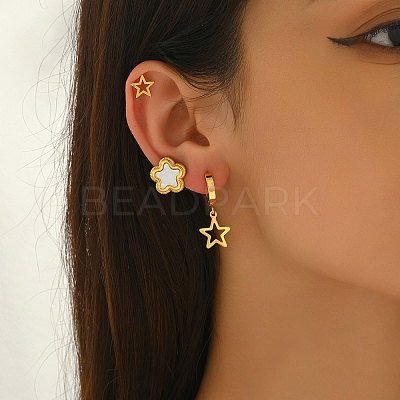 3 Pairs Stainless Steel Flower & Hollow Star Earring Sets BQ9820-1