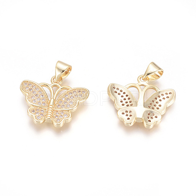 Brass Micro Pave Cubic Zirconia Pendants X-ZIRC-G164-01G-1