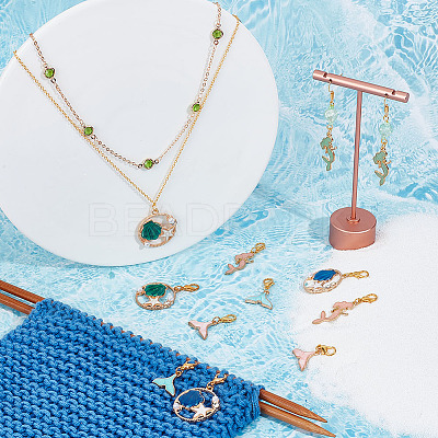 Ocean Theme Mermaid/Shell Pendant Stitch Markers HJEW-AB00417-1
