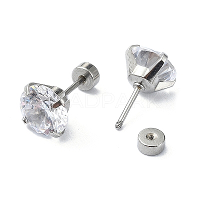 304 Stainless Steel Crystal Rhinestone Ear False Plugs STAS-C089-04E-P-1