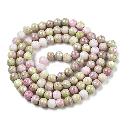 Ombre Effect Dyed Crackle Glass Round Beads Strands X1-GLAA-T031-01H-1
