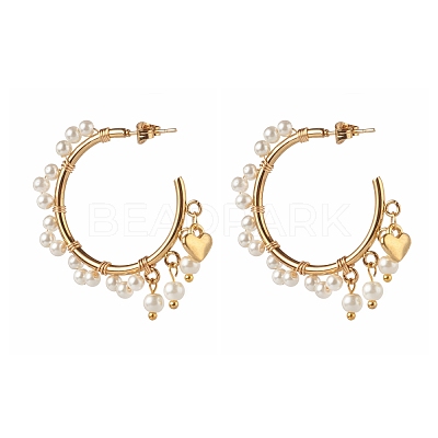Glass Pearl Beads Stud Earrings EJEW-TA00003-1