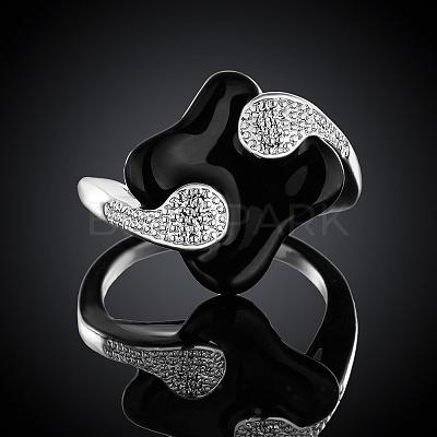 Fashionable Brass Enamel Rhombus Finger Rings RJEW-BB07438-7-1