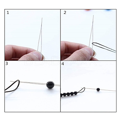 Tarnish Resistant Stainless Steel Collapsible Big Eye Beading Needles SENE-PW0013-02U-1