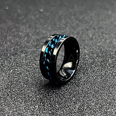 304 Stainless Steel Rotatable Chain Finger Rings for Men FS-WG60CA3-50-1