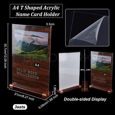 Rectangle A4 T Shaped Acrylic Name Card Holder ODIS-WH0080-26A-1
