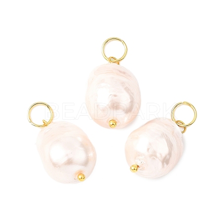 Electroplated Glass Imitation Pearl Pendants PALLOY-JF04579-02-1