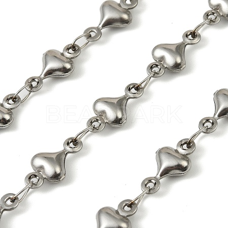 304 Stainless Steel Heart Link Chains CHS-A017-02B-P-1