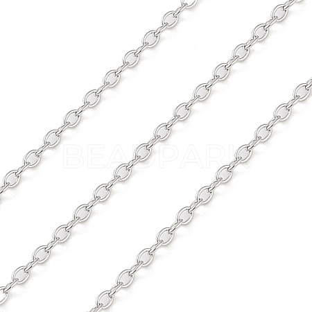 Anti-Tarnish Rhodium Plated 925 Sterling Silver Cable Chains STER-E072-02P-03-1