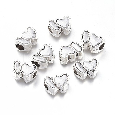 Heart Alloy European Large Hole Beads PALLOY-O065-28AS-1