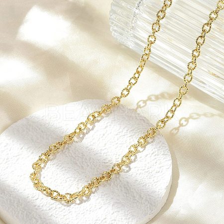 Brass Textured Cable Chain Necklaces NJEW-A042-12G-02-1